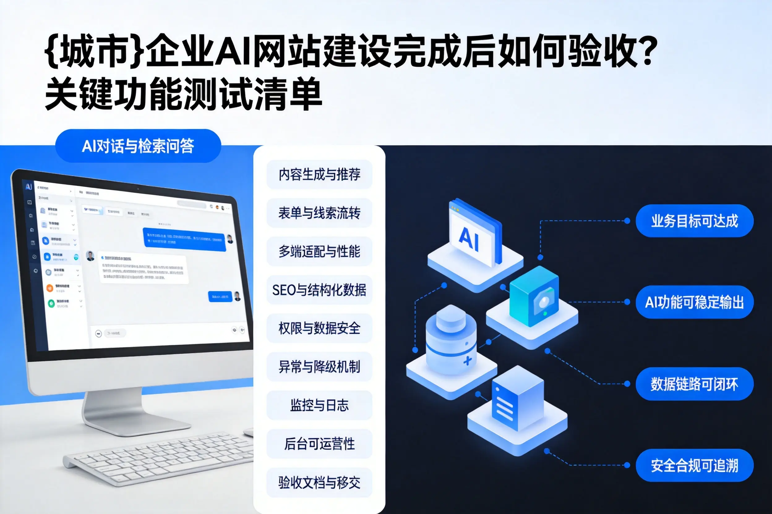 阜新企业AI网站建设完成后如何验收？关键功能测试清单