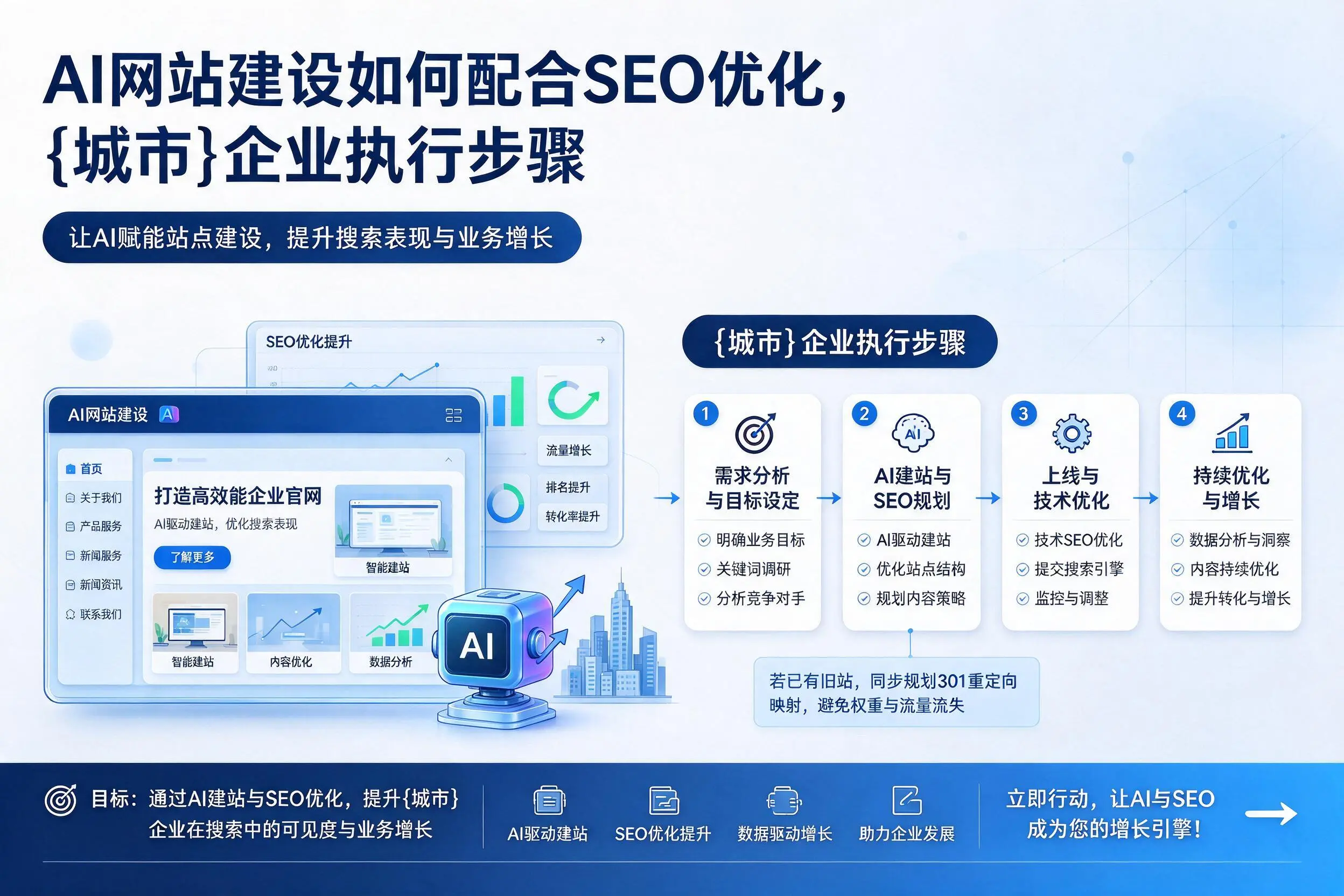 AI网站建设如何配合SEO优化，阜新企业执行步骤